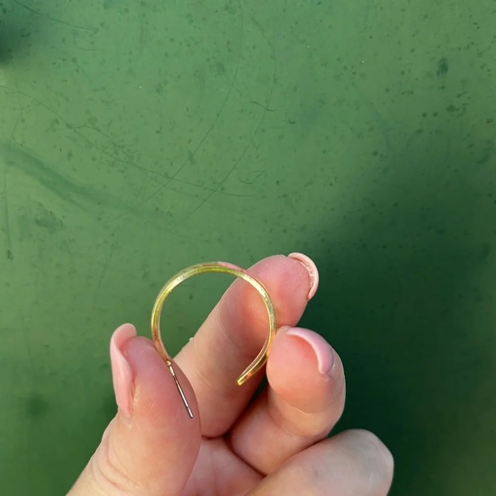 Handmade Gold Resin Hoop Earrings with Dried Pink Flowers - Picture 13 of 16
